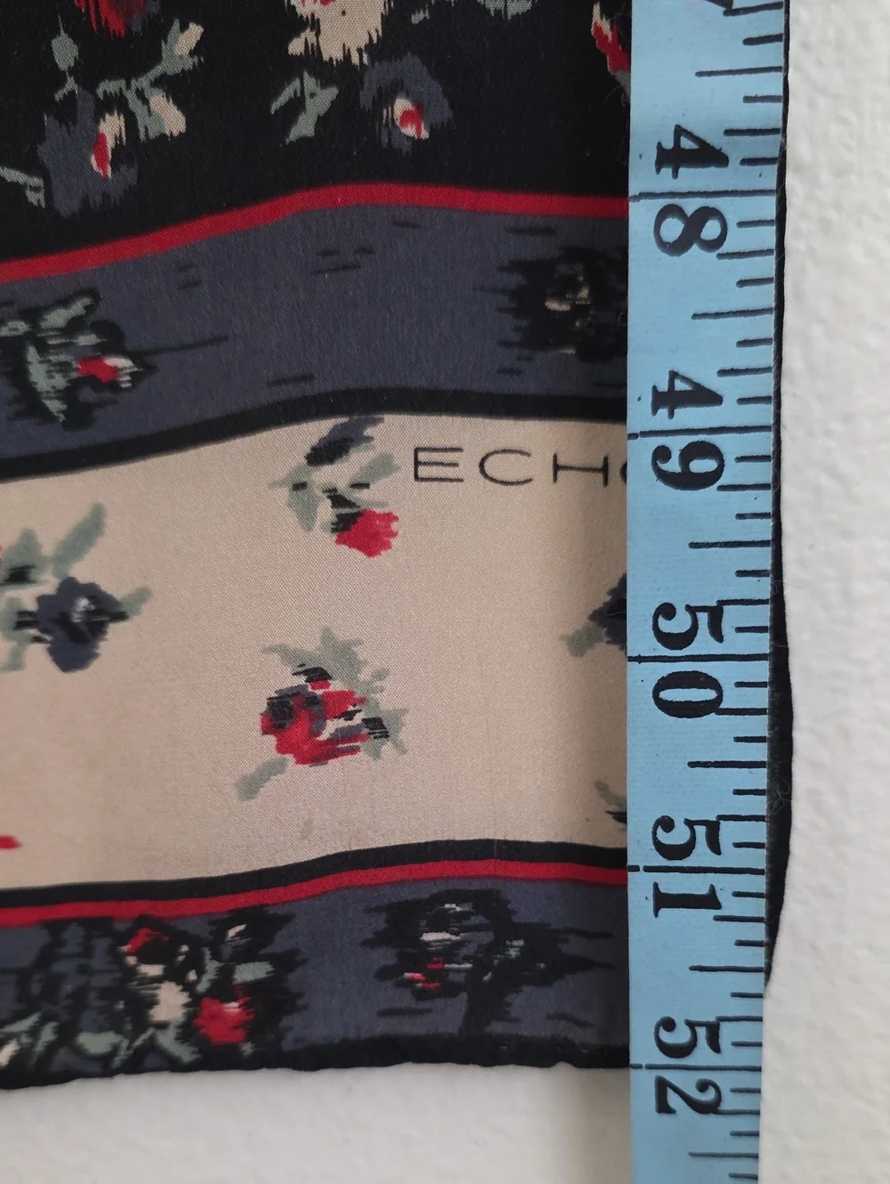 Echo Silk Floral Black, Red, Green, Gray Rectangular Scarf  52 X 11